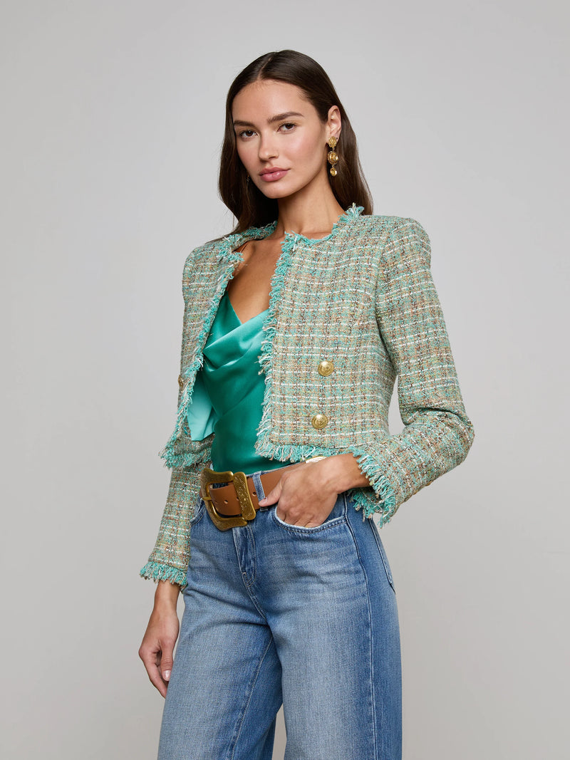 Clydie Cropped Tweed Jacket-L&