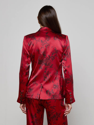 Colin Silk Blazer Burgundy Painterly Floral-L'Agence-Tocca Finita