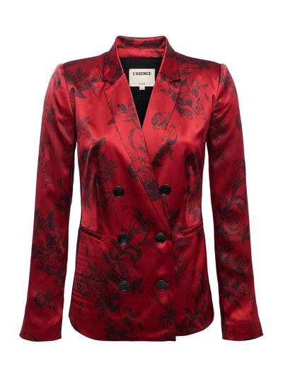 Colin Silk Blazer Burgundy Painterly Floral-L'Agence-Tocca Finita