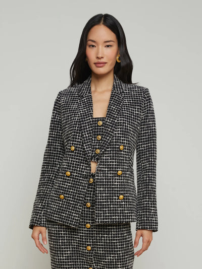 Colin Tweed Blazer in Black/ Ecru-L'Agence-Tocca Finita