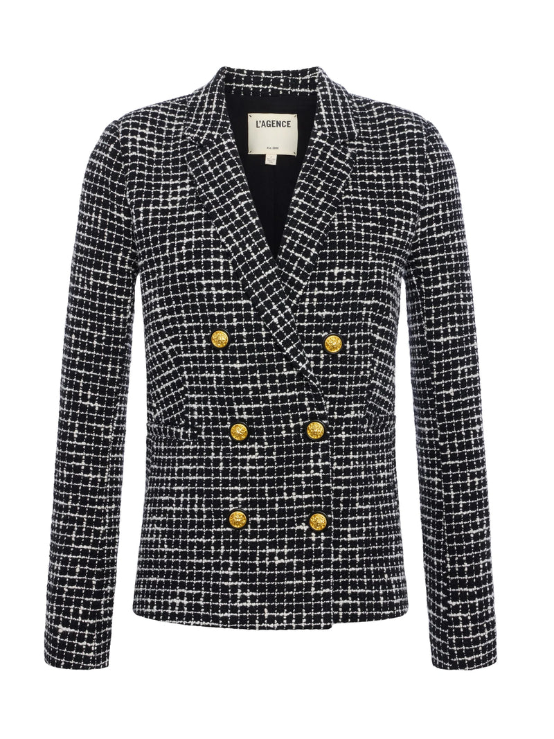 Colin Tweed Blazer in Black/ Ecru-L&