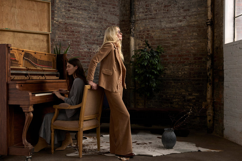 Corduroy Double Breast Jacket Camel-Iris Setlakwe-Tocca Finita