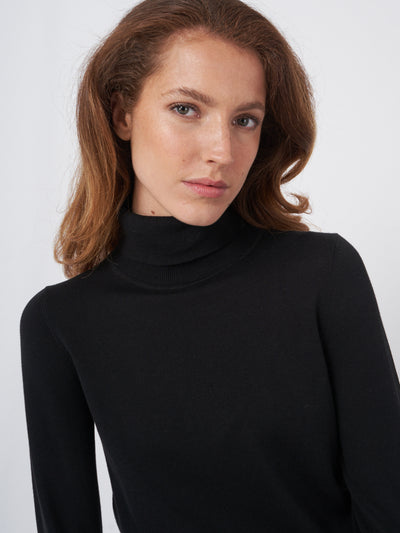 Cotton Blend Fine Knit Turtleneck Sweater-Repeat-Tocca Finita