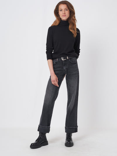 Cotton Blend Fine Knit Turtleneck Sweater-Repeat-Tocca Finita