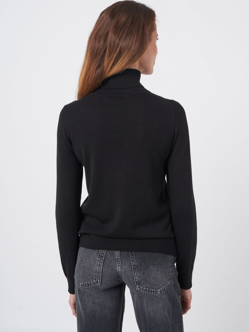 Cotton Blend Fine Knit Turtleneck Sweater-Repeat-Tocca Finita