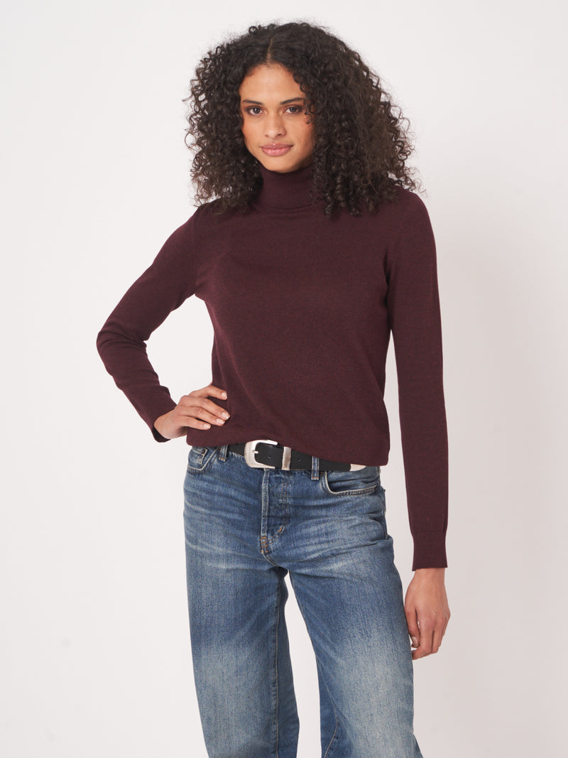 Cotton Blend Fine Knit Turtleneck Sweater-Repeat-Tocca Finita