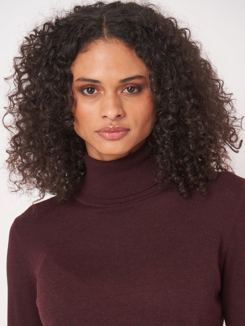 Cotton Blend Fine Knit Turtleneck Sweater-Repeat-Tocca Finita