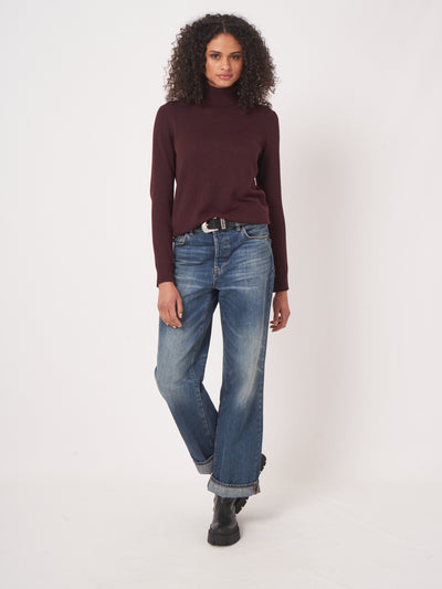 Cotton Blend Fine Knit Turtleneck Sweater-Repeat-Tocca Finita