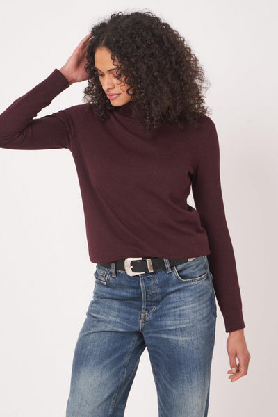 Cotton Blend Fine Knit Turtleneck Sweater-Repeat-Tocca Finita