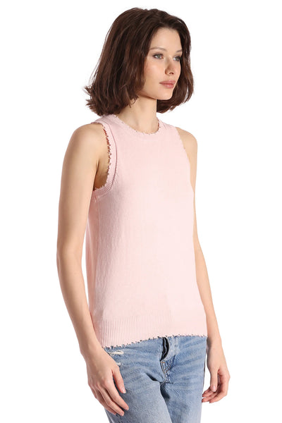 Cotton Cashmere Frayed Tank-Mini Rose-Tocca Finita