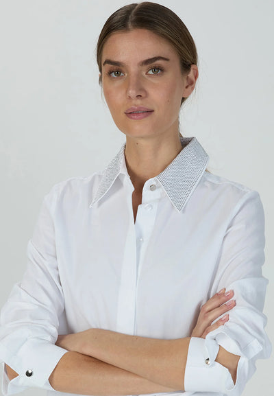 Cotton Shirt With Decorative Collar-Marc Aurel-Tocca Finita