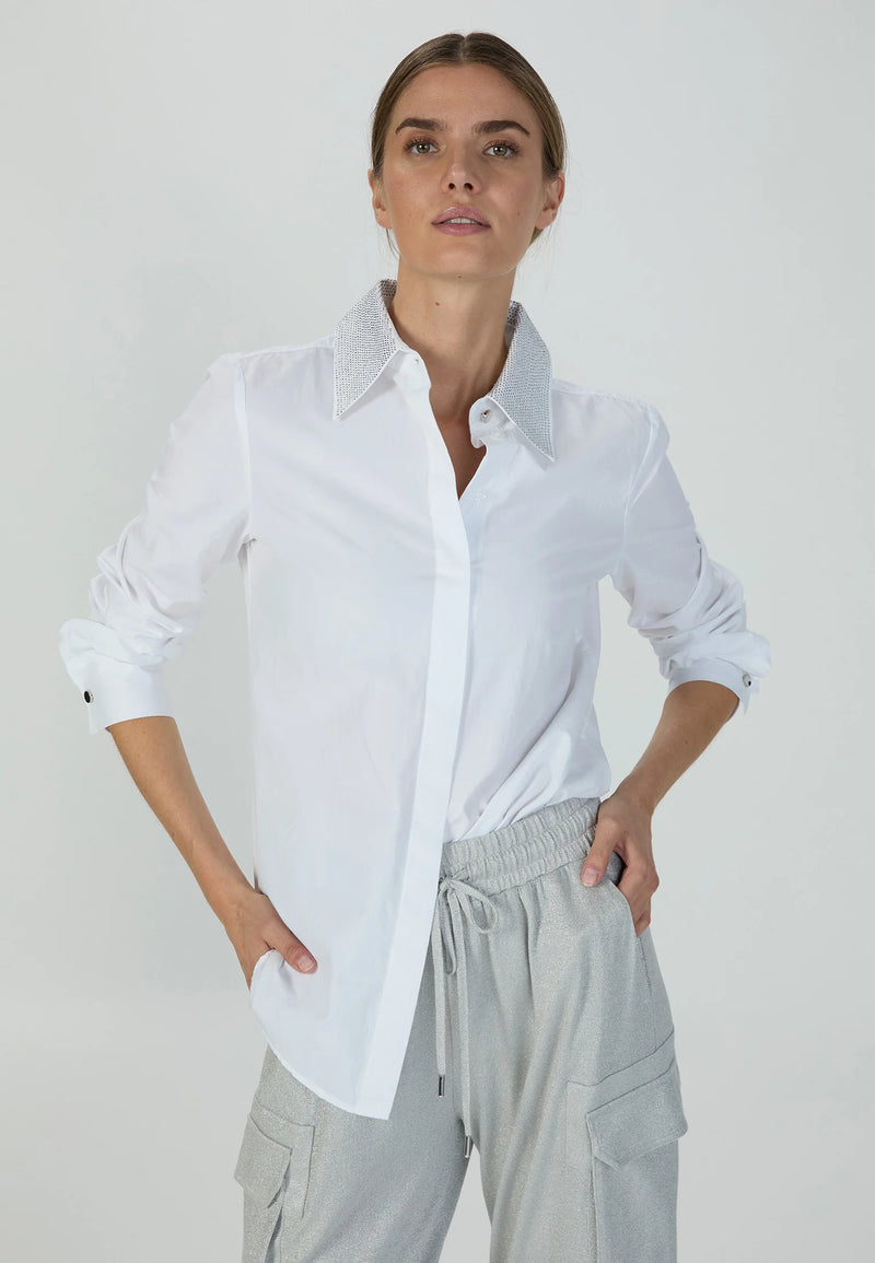 Cotton Shirt With Decorative Collar-Marc Aurel-Tocca Finita