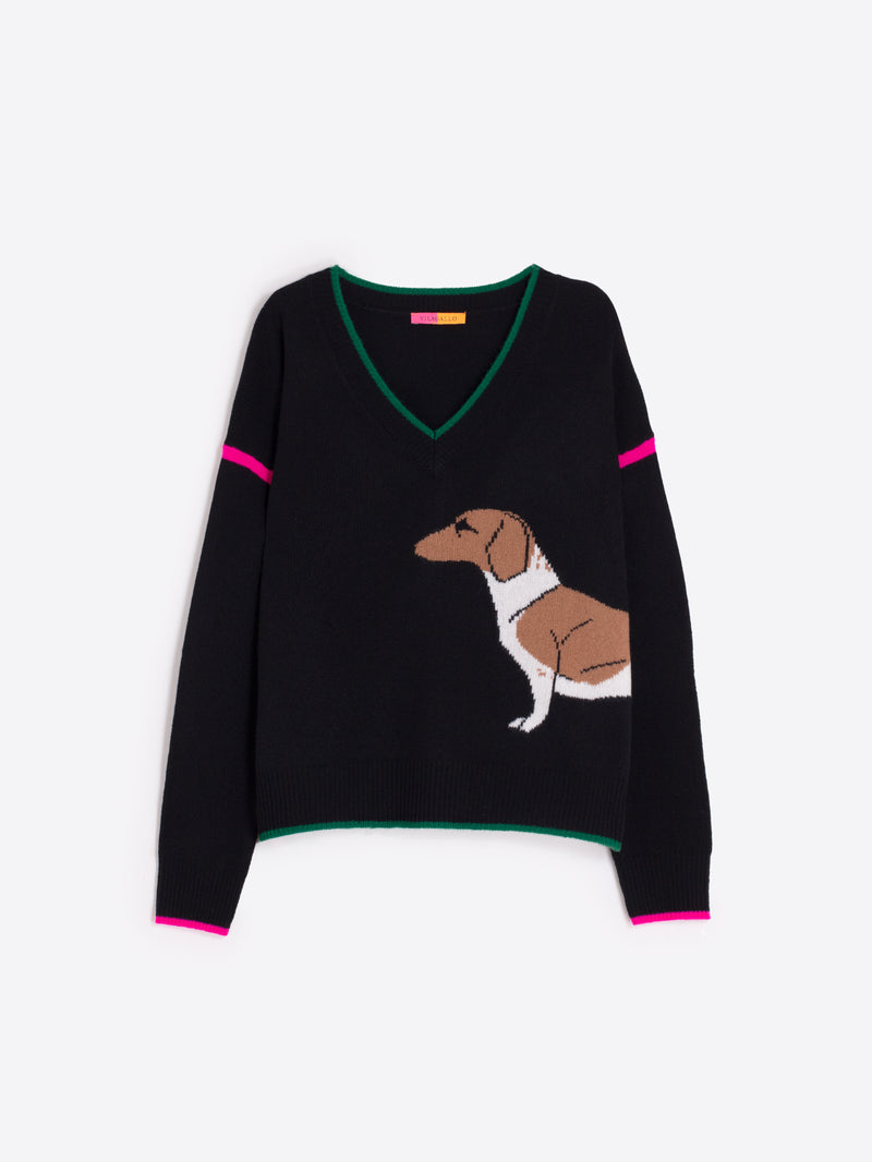 Dachshund Sweater Black-Vilagallo-Tocca Finita
