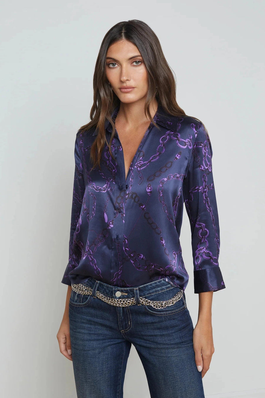 Dani Blouse Midnight Purple Chain-L&