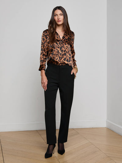 Dani Silk Blouse Brown Multi Amur Leopard-L'Agence-Tocca Finita