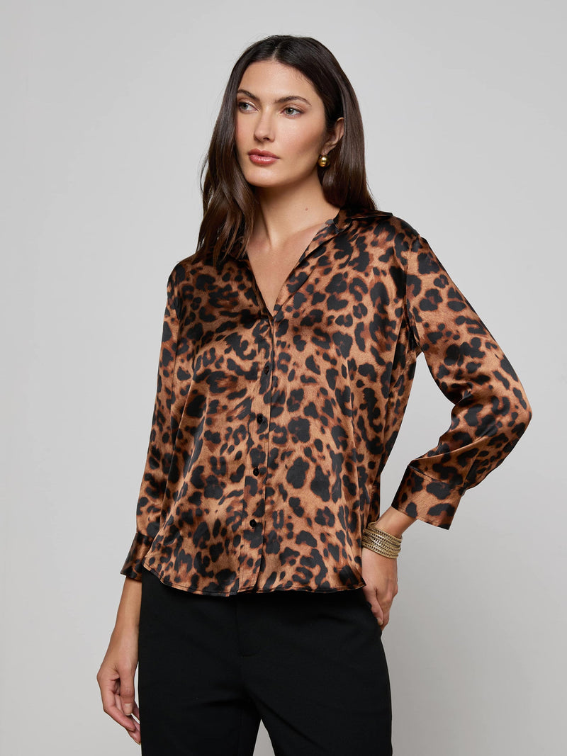 Dani Silk Blouse Brown Multi Amur Leopard-L&