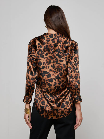 Dani Silk Blouse Brown Multi Amur Leopard-L'Agence-Tocca Finita