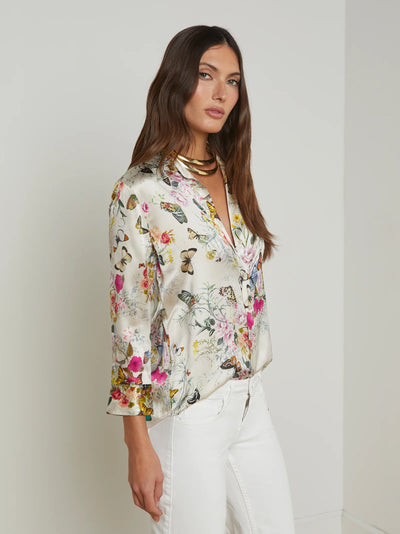 Dani Silk Blouse In Charonda Butterfly Blouse-L'Agence-Tocca Finita