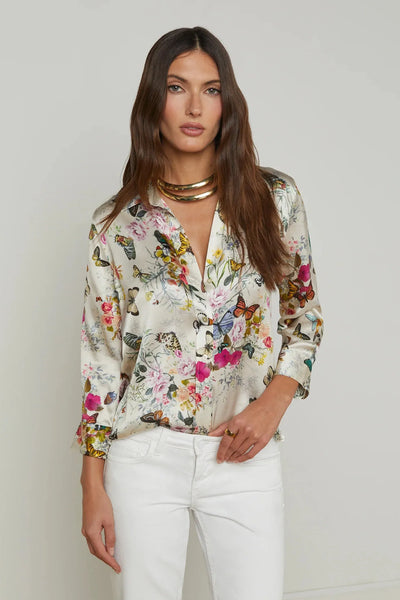 Dani Silk Blouse In Charonda Butterfly Blouse-L'Agence-Tocca Finita