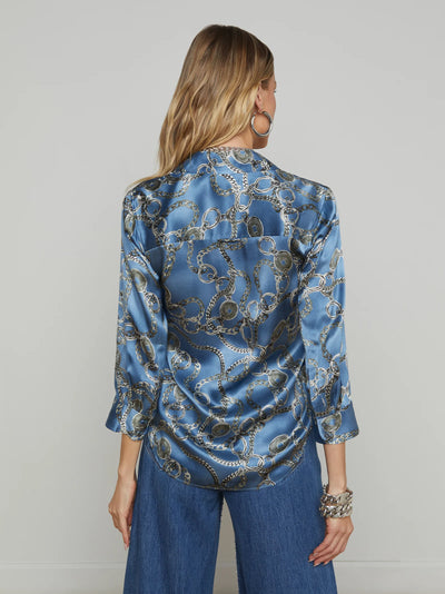 Dani Silk Blouse in Good Luck Chain Blouse-L'Agence-Tocca Finita