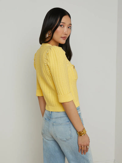 Delilah Crop Cardigan In Pale Yellow-L'Agence-Tocca Finita