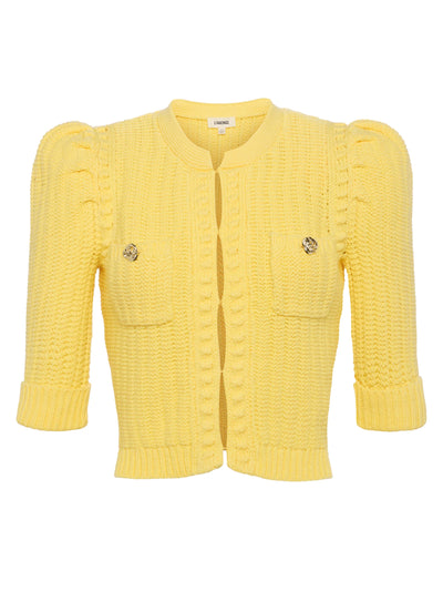Delilah Crop Cardigan In Pale Yellow-L'Agence-Tocca Finita