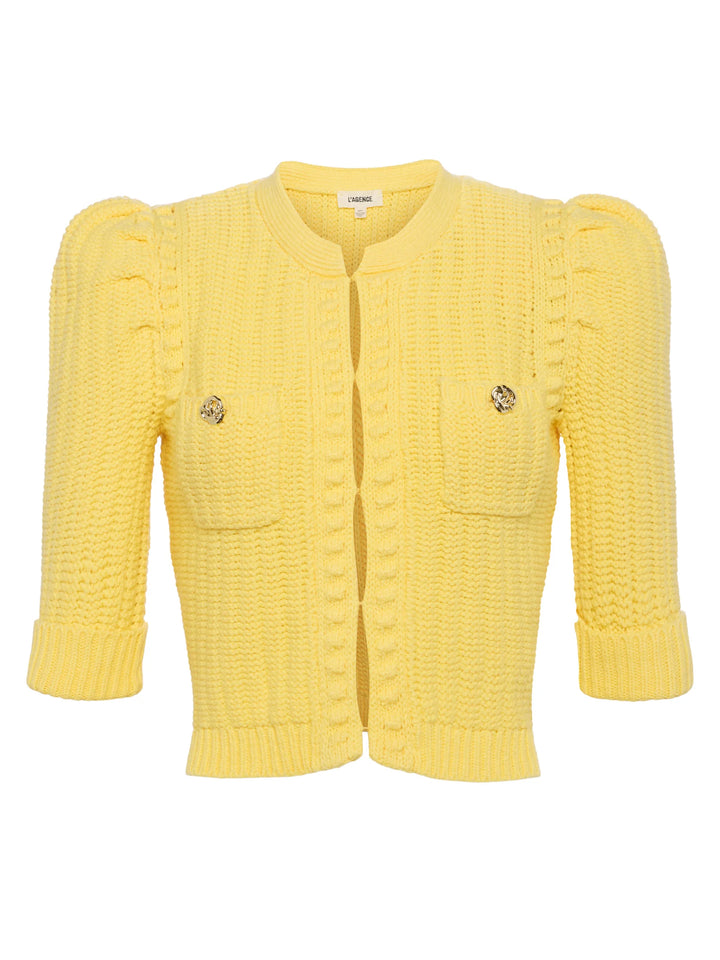 Delilah Crop Cardigan In Pale Yellow - L'Agence – Tocca Finita
