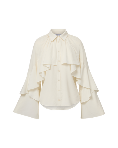 Demaris Ruffled Button-Down Blouse Dove-Veronica Beard-Tocca Finita