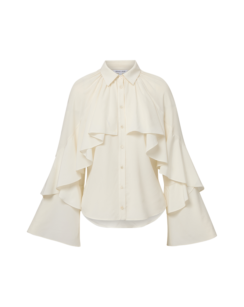 Demaris Ruffled Button-Down Blouse Dove-Veronica Beard-Tocca Finita