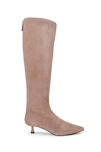 Emilie Kitten-Heel Boot Cappuccino Suede-L'Agence-Tocca Finita