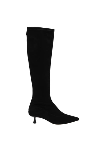 Emilie Stretch Suede Boot Black-L'Agence-Tocca Finita