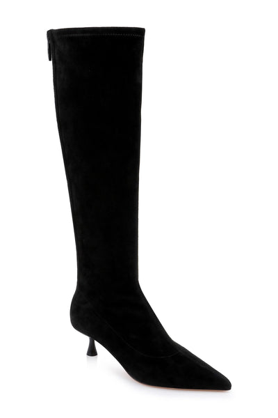 Emilie Suede Kitten-Heel Boot Black-L'Agence-Tocca Finita