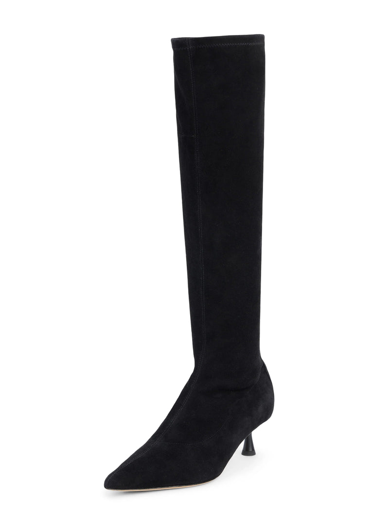 Emilie Suede Kitten-Heel Boot Black-L&