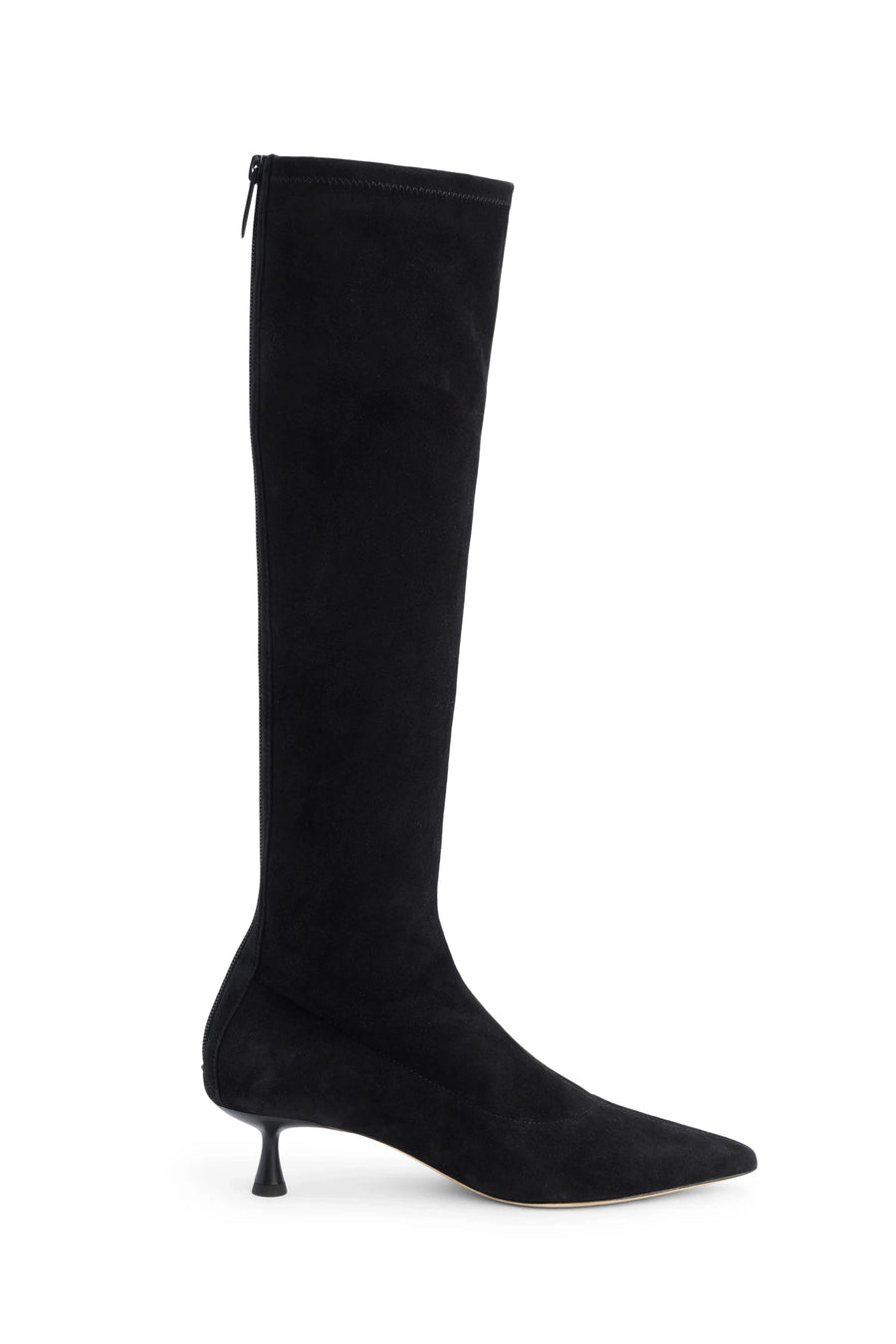 Emilie Suede Kitten-Heel Boot Black-L&