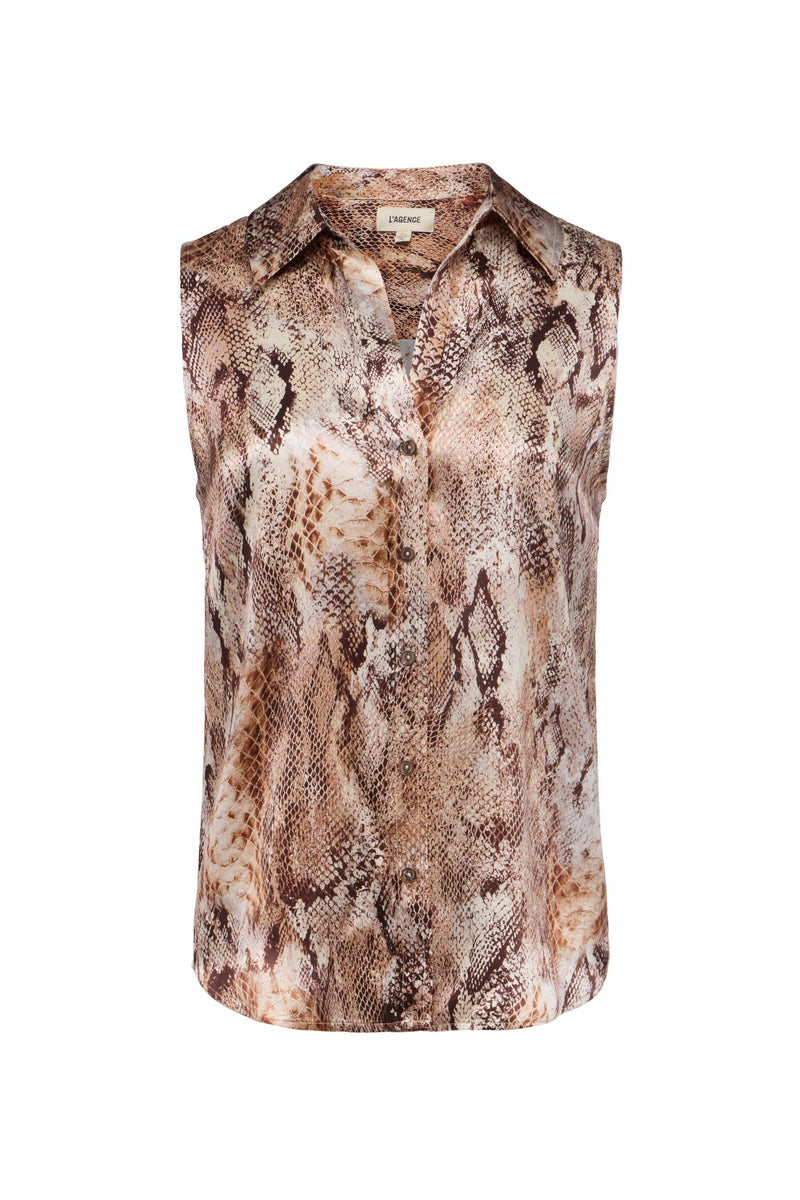 Emmy Sleeveless Silk Blouse Western Snake-L&