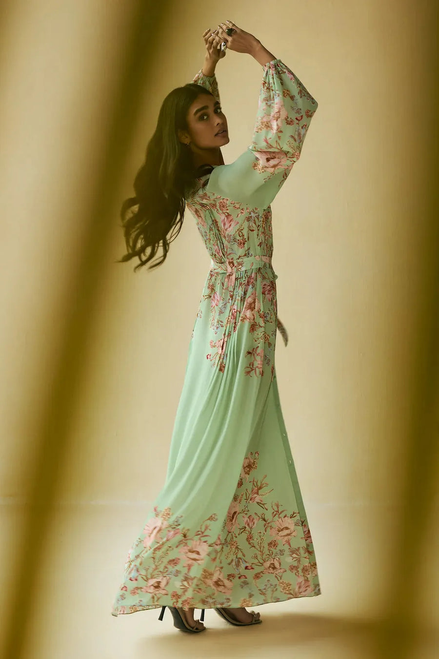 Ezra Pintuck Maxi Dress Green