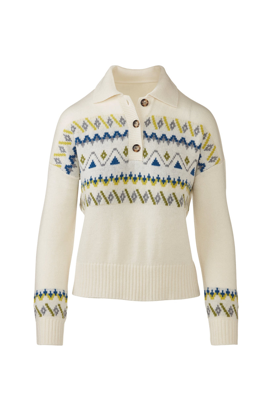 Fairisle Button Polo Ivory-&Isla-Tocca Finita