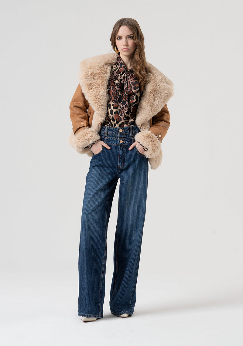 Faux Fur and Suede Jacket-Fracomina-Tocca Finita