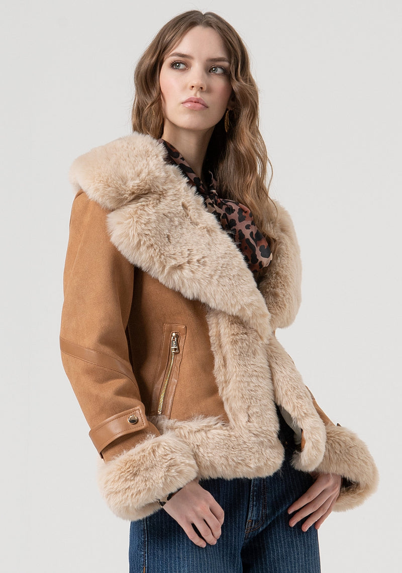 Faux Fur and Suede Jacket-Fracomina-Tocca Finita