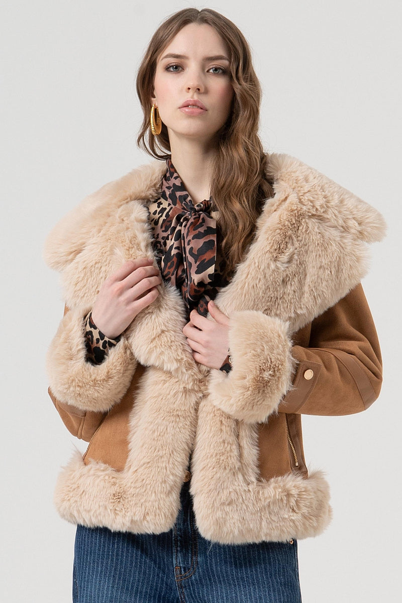 Faux Fur and Suede Jacket-Fracomina-Tocca Finita