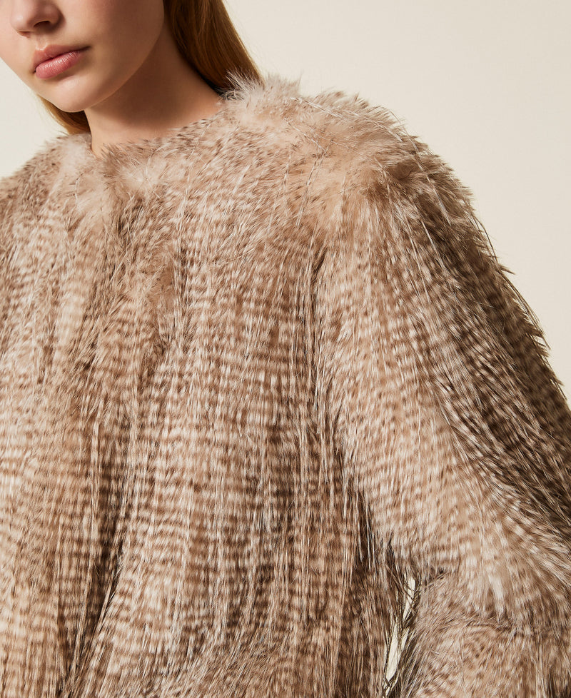 Faux Fur Printed Jacket Shaded Toasted Coconut-Twinset Actitude-Tocca Finita