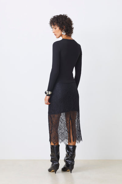 Faye Lace Skirt Black-Suncoo-Tocca Finita