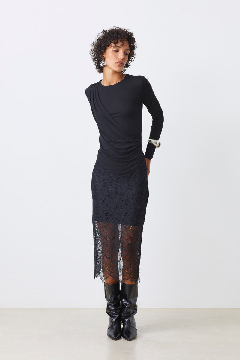 Faye Lace Skirt Black-Suncoo-Tocca Finita