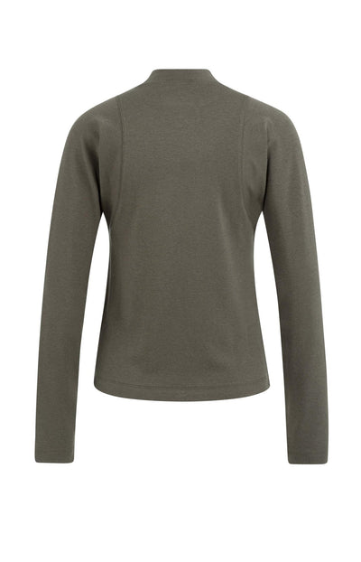 Fitted Long Sleeve Top With Mock Neck Brown