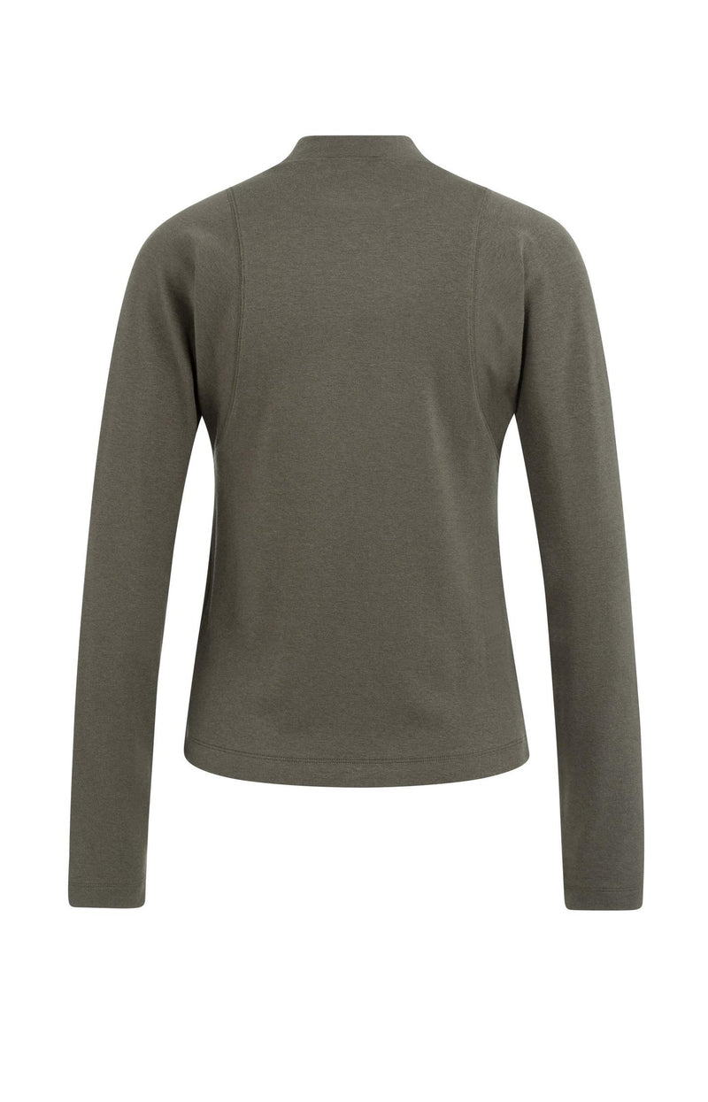 Fitted Long Sleeve Top With Mock Neck Brown