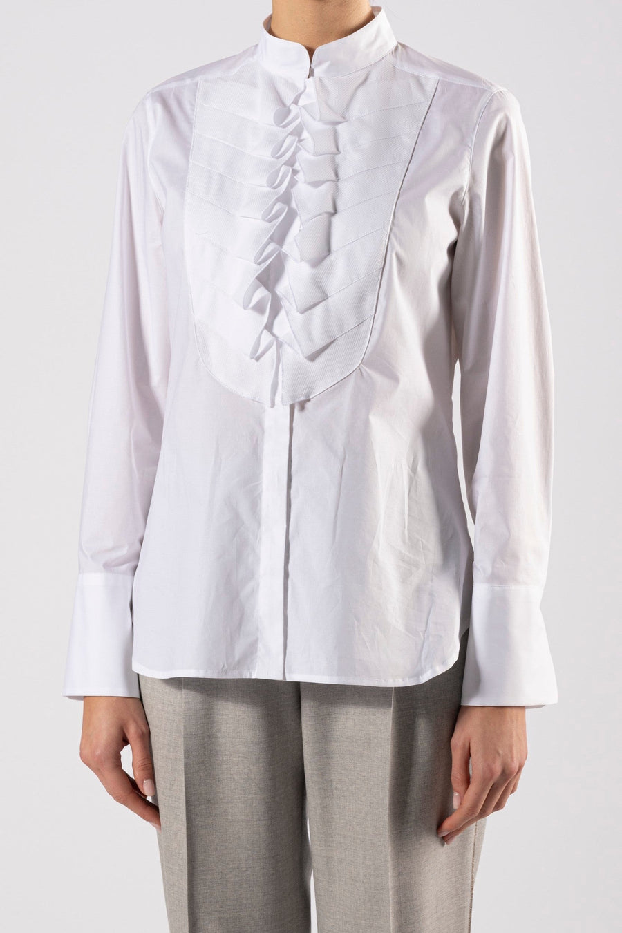 Fitted Shirt with Frill Collar-TONET-Tocca Finita