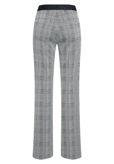 Flared Trousers In Elasticated Check Charcoal Varied-Marc Aurel-Tocca Finita