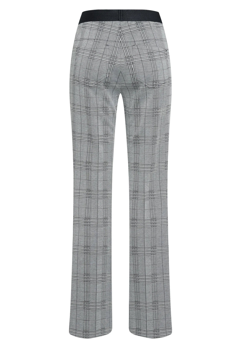 Flared Trousers In Elasticated Check Charcoal Varied-Marc Aurel-Tocca Finita