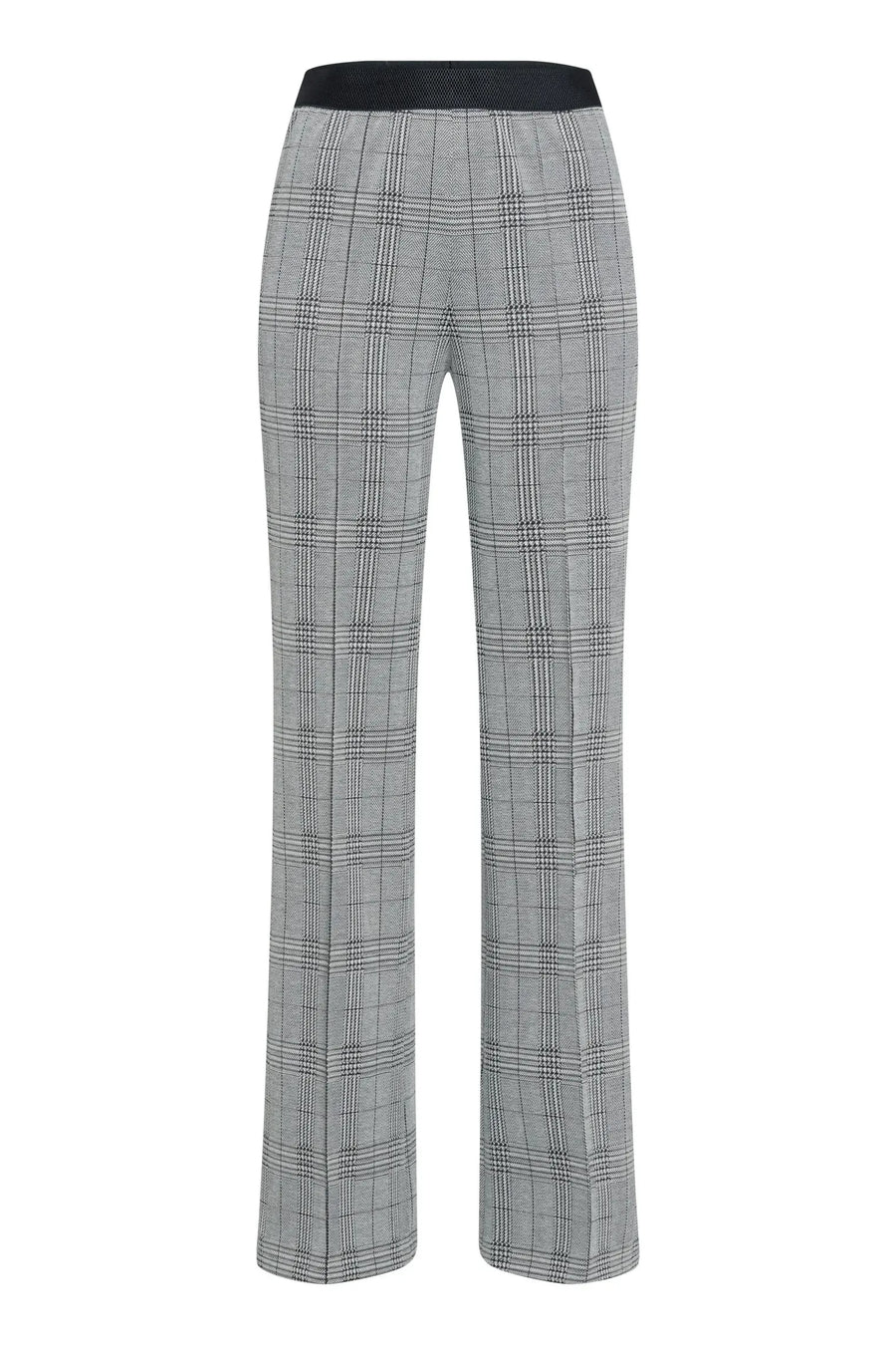 Flared Trousers In Elasticated Check Charcoal Varied-Marc Aurel-Tocca Finita