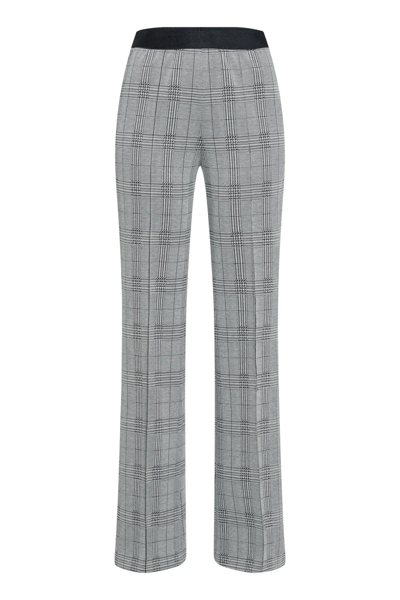 Flared Trousers In Elasticated Check Charcoal Varied-Marc Aurel-Tocca Finita